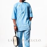 Men's Sky Blue Agbada Set || Kaftan || Luxury Men's Classic